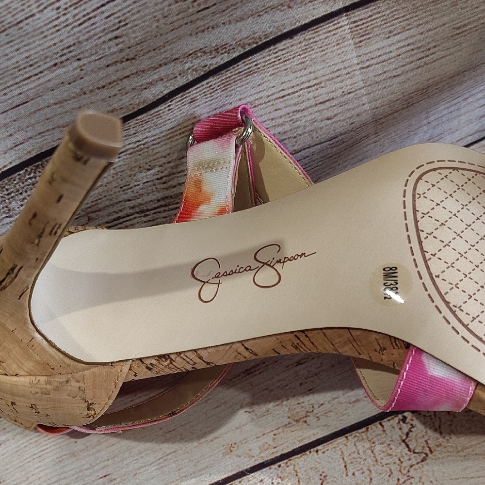 Jessica Simpson Pink and Tan Strappy Heels - Picture 4 of 9